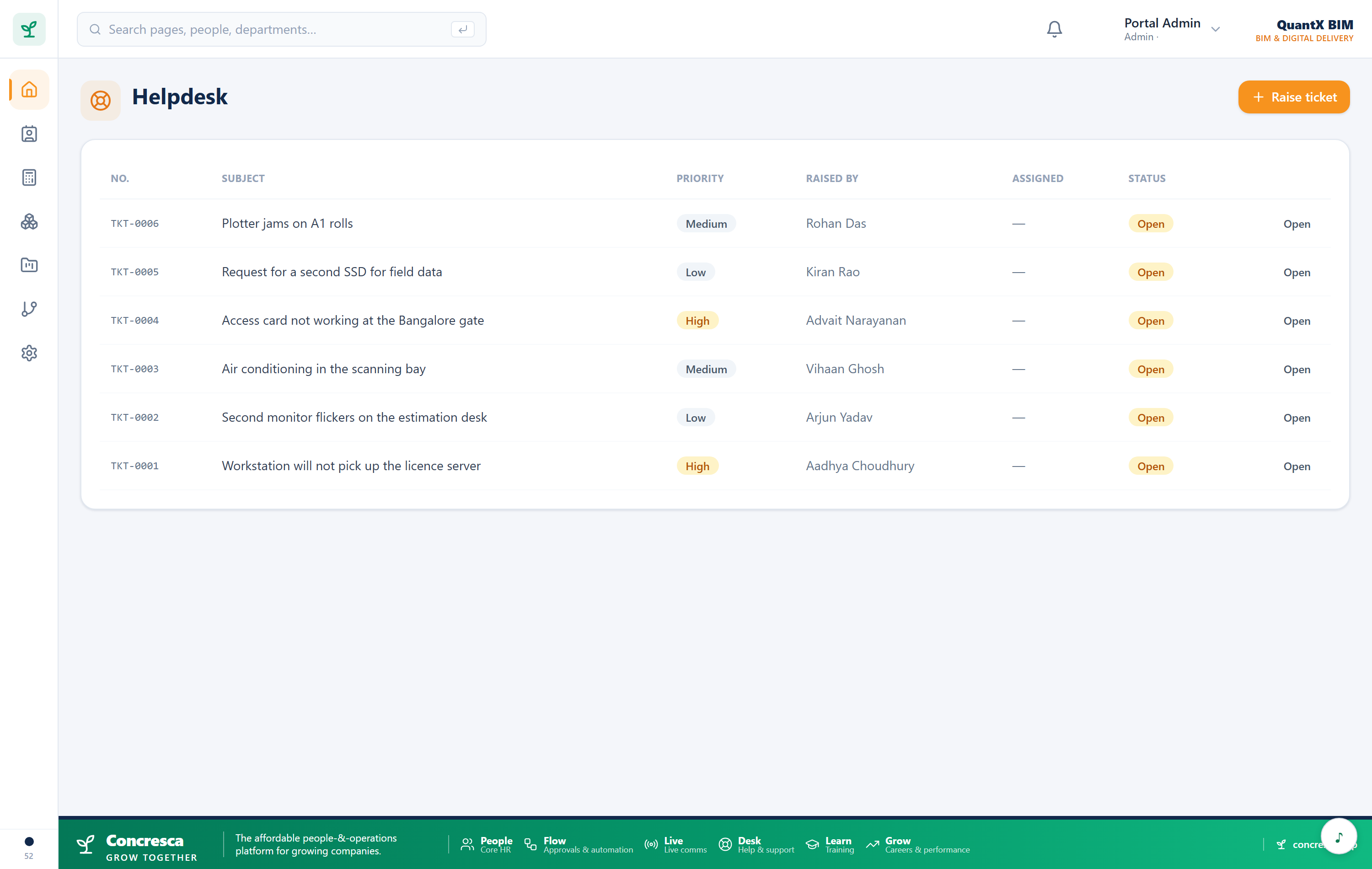 The in-app helpdesk — raise a ticket without leaving the system
